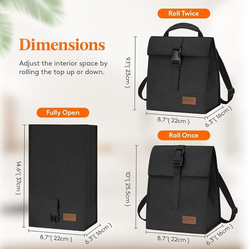 Lifewit Insulated Lunch Bag Rolltop, Reusable Lunch Box for Men Women Adults with Adjustable Shoulder Strap, Foldable Lunchbox Leakproof Cooler Bag for Office Work Picnic, 8L Beige in Saudi Arabia