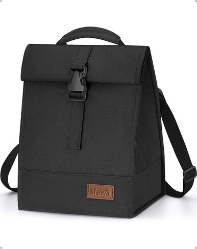 Lifewit Insulated Lunch Bag Rolltop, Reusable Lunch Box for Men Women Adults with Adjustable Shoulder Strap, Foldable Lunchbox Leakproof Cooler Bag for Office Work Picnic, 8L Beige in Saudi Arabia