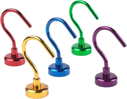Magnetic Hooks, 5 Assorted Bright Colors, 30lb Strong Heavy Duty Neodymium Magnet Hooks Utility Hook, Great for Your Refrigerator and Other Magnetic Surfaces(10Pack) in Saudi Arabia