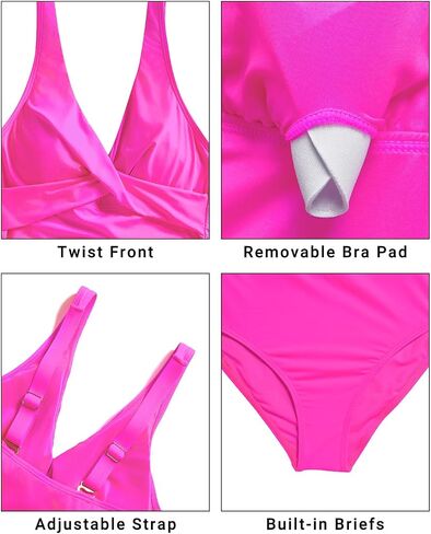Daci Women One Piece Swim Dress Swimsuits Flower Tummy Control Swimdress Tie Knot V Neck Bathing Suit with Skirt L in Saudi Arabia