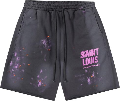 Oversized Hip Hop Graphic Printting Cotton Pants Shorts with Pockets,Summer Casual Sports Shorts in Saudi Arabia