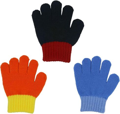 3 Pieces Toddler Gloves Kids Full Fingers Knitted Gloves Warm Mitten Winter Favor for Little Boys and Girls 3-5T in Saudi Arabia