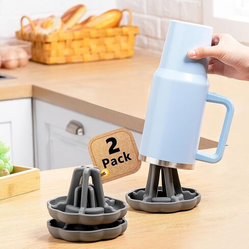 Water Bottle Drying Rack, Silicone Individual Bottle Stand Dryer with Drainer for Large Water Bottles, Trumbles, Mugs, Space Saving, Dishwasher Safe (Beige, 2-Pack) in Saudi Arabia