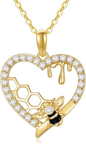Gold Bee Necklace Christmas Gifts for Women 14k Gold honeycomb Bee Pendant Necklaces Sunflower Flower Pendant Jewelry Gifts for Women Her Girls Wife in Saudi Arabia