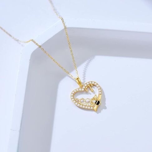 Gold Bee Necklace Christmas Gifts for Women 14k Gold honeycomb Bee Pendant Necklaces Sunflower Flower Pendant Jewelry Gifts for Women Her Girls Wife in Saudi Arabia