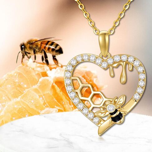 Gold Bee Necklace Christmas Gifts for Women 14k Gold honeycomb Bee Pendant Necklaces Sunflower Flower Pendant Jewelry Gifts for Women Her Girls Wife in Saudi Arabia