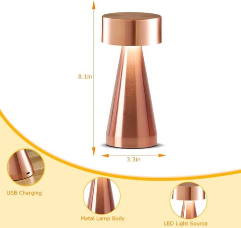 مصباح مكتب LED محمول - تحكم باللمس بثلاثة ألوان، سطوع 3 مستويات، بطارية قابلة لإعادة الشحن، مصباح بجانب السرير مثالي لمنضدة النوم وغرفة النوم وغرفة المعيشة in Saudi Arabia