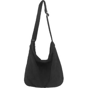 Economical Cotton Canvas Tote Bag,Women Hobo Shoulder Bag Crossbody Handbag with 3 External Pocket,Zipper Closure