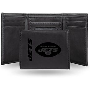 Rico Industries Laser Engraved NFL New York Jets Black Billfold Wallet