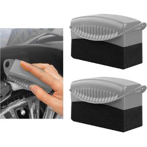 2 PCS Tire Dressing Applicator, Car Tire Shine Applicator Polishing Sponge Pads with Lid, Waxing Polishing Cleaning Tools Wheel Applicator Foam, Detailing Car Accessories (Red)