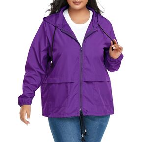 Century Star Plus Size Rain Jackets for Women Waterproof Windbreaker Jacket Women's Raincoats with Hood Lightweight Packable