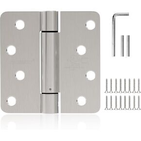 2 Pack Self Closing Door Hinges 4 inch Satin Nickel Door Hinges Spring Loaded Auto Close Hinges Square Corners Adjustable Tension for Interior Door 4 x 4 in Auto Self-Closing Hinge