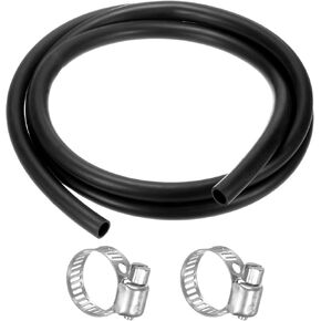 Lubricating Oil Hoses, (3/8") 10mm ID x 14mm OD 6.56FT Rubber Tubing Hose Pipe Rubber Hose W 4pcs Clamps for Irrigation/Small Equipment/Outdoor/Garden Water Tubing [Black]