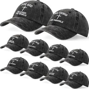 10 Pcs Christian Hats for Men Women Jesus Cross Hats Religious Church Gifts Adjustable Embroidered Baseball Caps