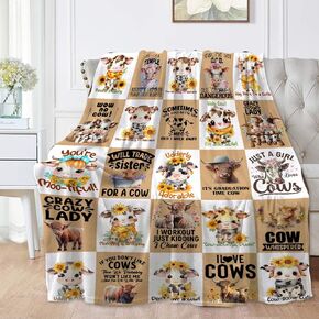Highland Cow Flowers Blanket for Baby Girls Cute Highland Cow Throw Blanket for Boys, Lightweight Yellow Soft Flannel Blankets for Kids Gifts, 30x40 Inches