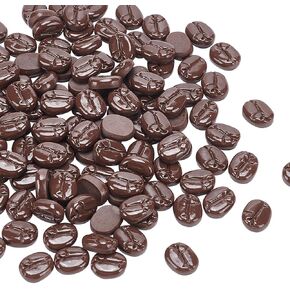 NBEADS 120 Pcs Opaque Resin Coffee Beans, Artificial Coffee Beans Imitation Food Resin Cabochons for DIY Crafts Home Kitchen Shop Market Food Show Model