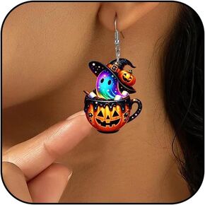 Cute Earrings for Women Trendy Cute Fun Flower Spooky Boo Skeleton Pumpkin Earrings for Women Holiday Party Earrings for women Gifts Trendy Stuff