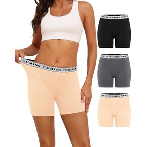 UMMISS Womens Boxer Briefs Underwear Cotton Boy Shorts Underwear Soft Anti Chafing Ladies Panties 3 Pack