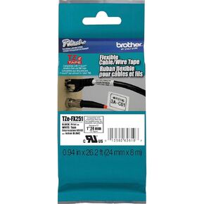 Brother Tape, Retail Packaging, 1 Inch, Black on Red (TZe451)