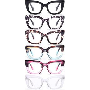 Reading Glasses for Women, 6 Pack Fashion Cat Eye Blue Light Blocking Computer Readers Anti Glare UV Eyeglasses