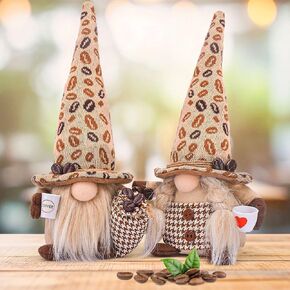 Coffee Gnomes Plush Decorations - Cute Coffee Bar Decor for Coffee Station/Kitchen/Farmhouse/Coffee Shop