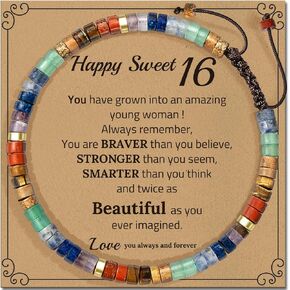 16th 21st 30th 40th 50th 60th 70th 80th Birthday Gifts for Women, Funny Natural Stone Bracelet Birthday Gifts for Her Mom Grandma Daughter Sister Friend
