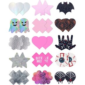 Pasties Rave Neon Nipple Covers Sexy Fun Pasties Pack Pasty Bra Cover Festival Cake Body Boob Covering - 15 Pairs