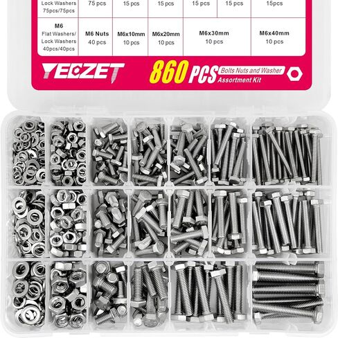 YEEZET 572pcs Grade 8.8 Bolts and Nuts Kit,M5 M6 M8 Metric Heavy Duty Bolt Assortment Set,13 Sizes,10-40mm,Yellow Zinc Plating in Kuwait