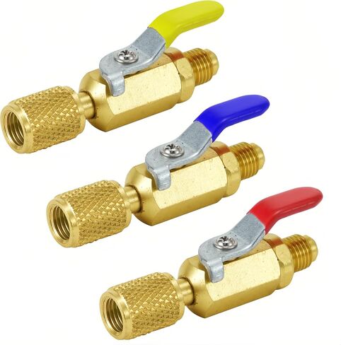 ThreeH 3PCS R12 R22 Shut Valves Air Conditioning Refrigerant Brass 1/4 SAE On-off Valve for AC HVAC Refrigeration Straight Ball Valve in Saudi Arabia
