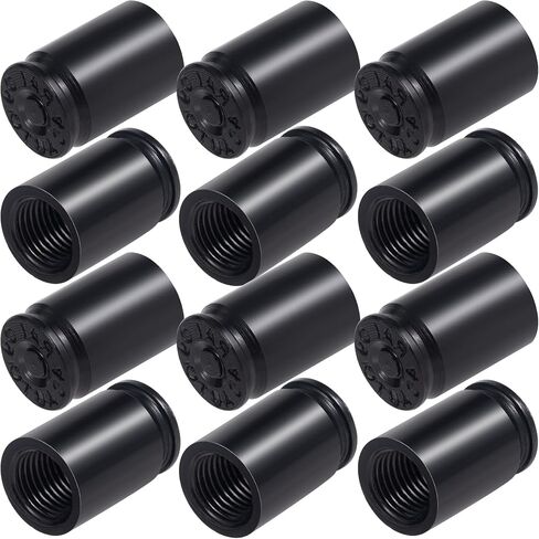 PAGOW 4 Pcs Bullet Shaped Valve Stem Caps, Metal Tire Valve Cap, Aluminum Alloy Replacement Tire Valve Cap, Dustproof Air Caps for Cars, Bike, Motorcycle, Truck (Black) in Saudi Arabia