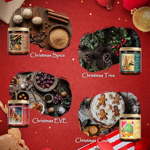 شمعة عيد الميلاد | شمعة شجرة عيد الميلاد، شمعة معطرة للمنزل، هدايا شموع عيد الميلاد - هدايا عيد الميلاد لعطلة الشتاء للنساء والرجال - شموع برطمان للعلاج العطري سعة 7 أونصة in Kuwait