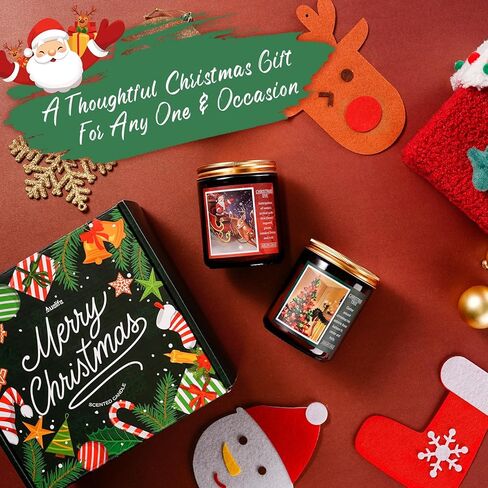 شمعة عيد الميلاد | شمعة شجرة عيد الميلاد، شمعة معطرة للمنزل، هدايا شموع عيد الميلاد - هدايا عيد الميلاد لعطلة الشتاء للنساء والرجال - شموع برطمان للعلاج العطري سعة 7 أونصة in Kuwait