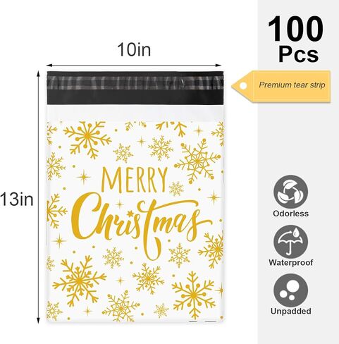 Whaline 100Pcs Winter Snowflake Poly Mailer 10 x 13 Inch Red Black Buffalo Plaid Mailing Bags Self-Sealing Plastic Packaging Envelope Bags for Christmas Small Business in Saudi Arabia