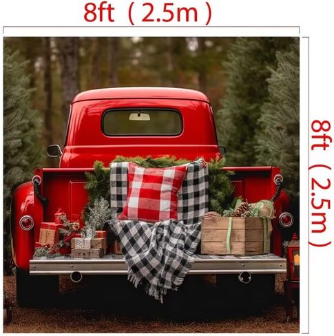 Christmas Truck Photography Backdrop Kate Santa Outdooer Camp Background Red Christmas Family Photography Prop, 7x5ft in Kuwait
