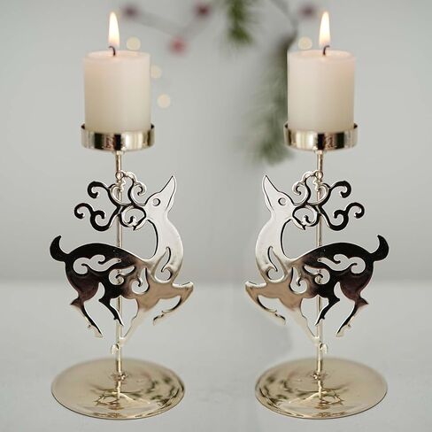 2 Pack Candle Holders Christmas Decor,Gold Tree Candlestick for Taper Table Centerpiece Festive Ornaments Mantel Home in Saudi Arabia