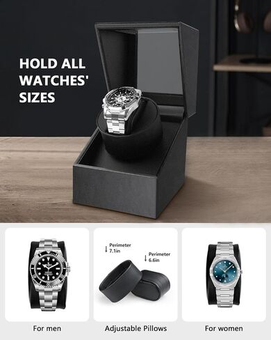 UnaMela Watch Winder للساعات الأوتوماتيكية: صندوق لف ساعة أوتوماتيكي واحد، علبة ساعة دوارة من جلد ألياف الكربون الأسود، ساعة دوارة مع محرك ياباني هادئ، يعمل بالبطارية أو محول تيار متردد in Saudi Arabia