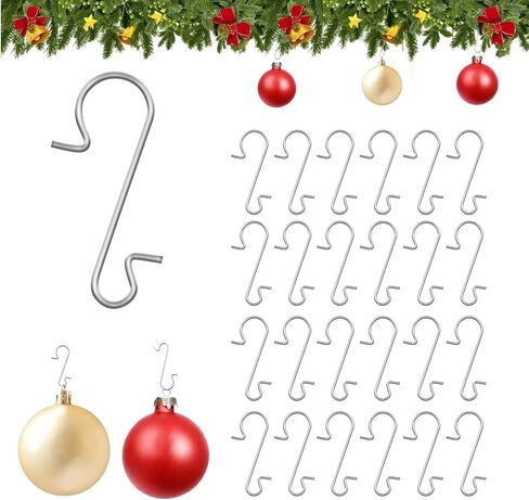 Naler 120PCS Ornament Hooks, Christmas Ornament Hangers Stainless Steel S-Shaped Hangers for Christmas Decoration Christmas Tree Decoration New Year Party in Kuwait