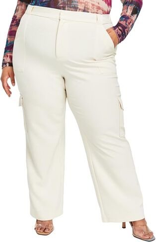 Nina Parker Women's Trendy Plus Size Wide-Leg Utility Cargo Pants (Black Beauty, 20W) in Saudi Arabia