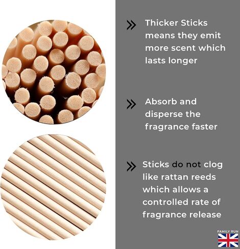 Ziffs Home® 120pcs Black Fibre Reed Diffuser Sticks - 20cm/7.87in x 4mm/0.16in - Thick Diffuser Reeds Sticks - Diffuser Sticks for Diffuser Oils Fragrance Refill - Fibre Reeds for Diffusers in Saudi Arabia