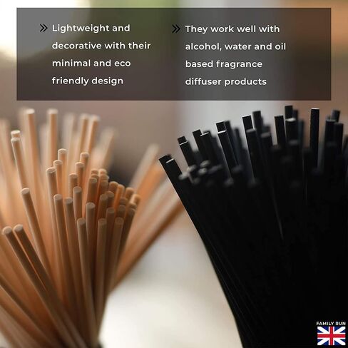 Ziffs Home® 120pcs Black Fibre Reed Diffuser Sticks - 20cm/7.87in x 4mm/0.16in - Thick Diffuser Reeds Sticks - Diffuser Sticks for Diffuser Oils Fragrance Refill - Fibre Reeds for Diffusers in Saudi Arabia