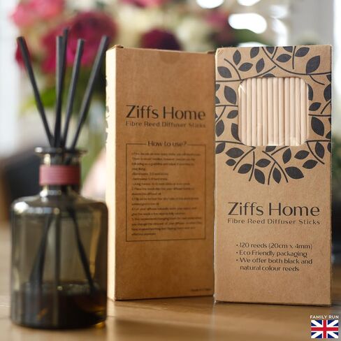 Ziffs Home® 120pcs Black Fibre Reed Diffuser Sticks - 20cm/7.87in x 4mm/0.16in - Thick Diffuser Reeds Sticks - Diffuser Sticks for Diffuser Oils Fragrance Refill - Fibre Reeds for Diffusers in Saudi Arabia