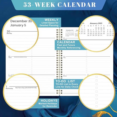 2025 Planner - Planner 2025, JAN 2025 - DEC 2025, 8.9" x 11.5", Planner 2025 Weekly And Monthly, Spiral Bound, 12 Months, Black in Saudi Arabia
