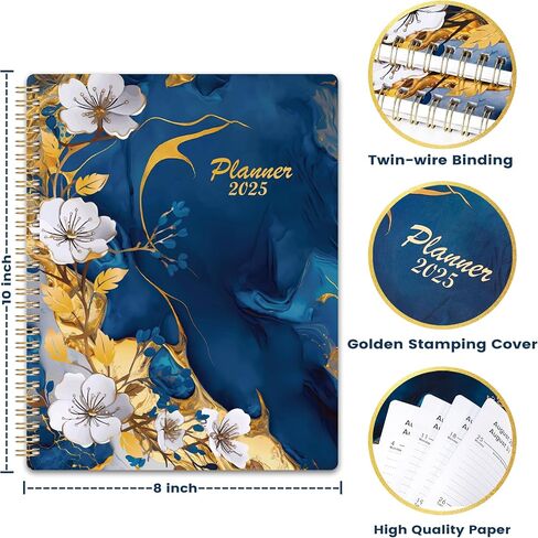 2025 Planner - Planner 2025, JAN 2025 - DEC 2025, 8.9" x 11.5", Planner 2025 Weekly And Monthly, Spiral Bound, 12 Months, Black in Saudi Arabia