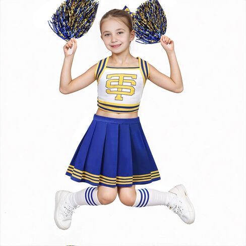 Girls Cheerleader Dress Kids Cheerleading Crop Top with Skirt Halloween Outfit in Kuwait