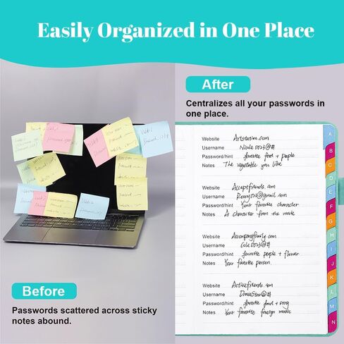 كتاب حارس كلمات المرور مع علامات تبويب أبجدية ملونة، كتب كلمات مرور مقاس 5.8 × 8.4 بوصة لكبار السن، منظم دفتر كلمات المرور لتسجيل الدخول إلى عنوان موقع الإنترنت (أزرق سماوي) in Kuwait