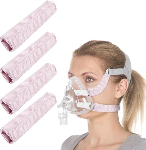 4 Pack CPAP Strap Covers, CPAP Headgear Strap Covers, Universal Satin CPAP Face Cushion Strap Pads Compatible with Full CPAP Mask, Reusable CPAP Mask Cushions for Reduce Red Marks, CPAP Supplies in Saudi Arabia