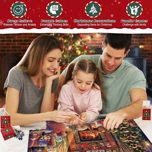 Puzzle Advent Calendar 2024 Adults Kids, 1008 Pieces Christmas Countdown Calendar 24 Days Jigsaw Puzzles, Santa Chirstmas Dog Tree Holiday Puzzles for Adults Kids Boys Girls(27.6 in x 19.7 in) in Saudi Arabia