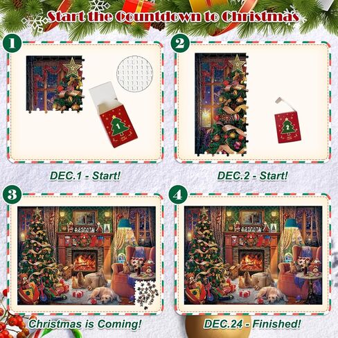 Puzzle Advent Calendar 2024 Adults Kids, 1008 Pieces Christmas Countdown Calendar 24 Days Jigsaw Puzzles, Santa Chirstmas Dog Tree Holiday Puzzles for Adults Kids Boys Girls(27.6 in x 19.7 in) in Saudi Arabia