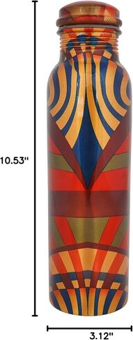 زجاجة مياه نحاسية من كرافت تريد، سعة 32 أونصة، وعاء نحاسي نقي أيورفيدي كبير جدًا للشرب - زجاجة مياه مضادة للتسرب أقل من الأيورفيدا الهندية ذات الفوائد الصحية للمكتب والفندق وصالة الألعاب الرياضية in Kuwait