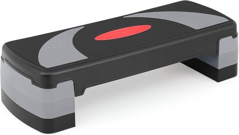 MADOG 36" Aerobics Stepper Platform with Stackable Risers, 6 inch-8 inch-10 inch, Workout Steppers for Exercise at Home, Stable & Non-slip Design, Black/Gray in Saudi Arabia